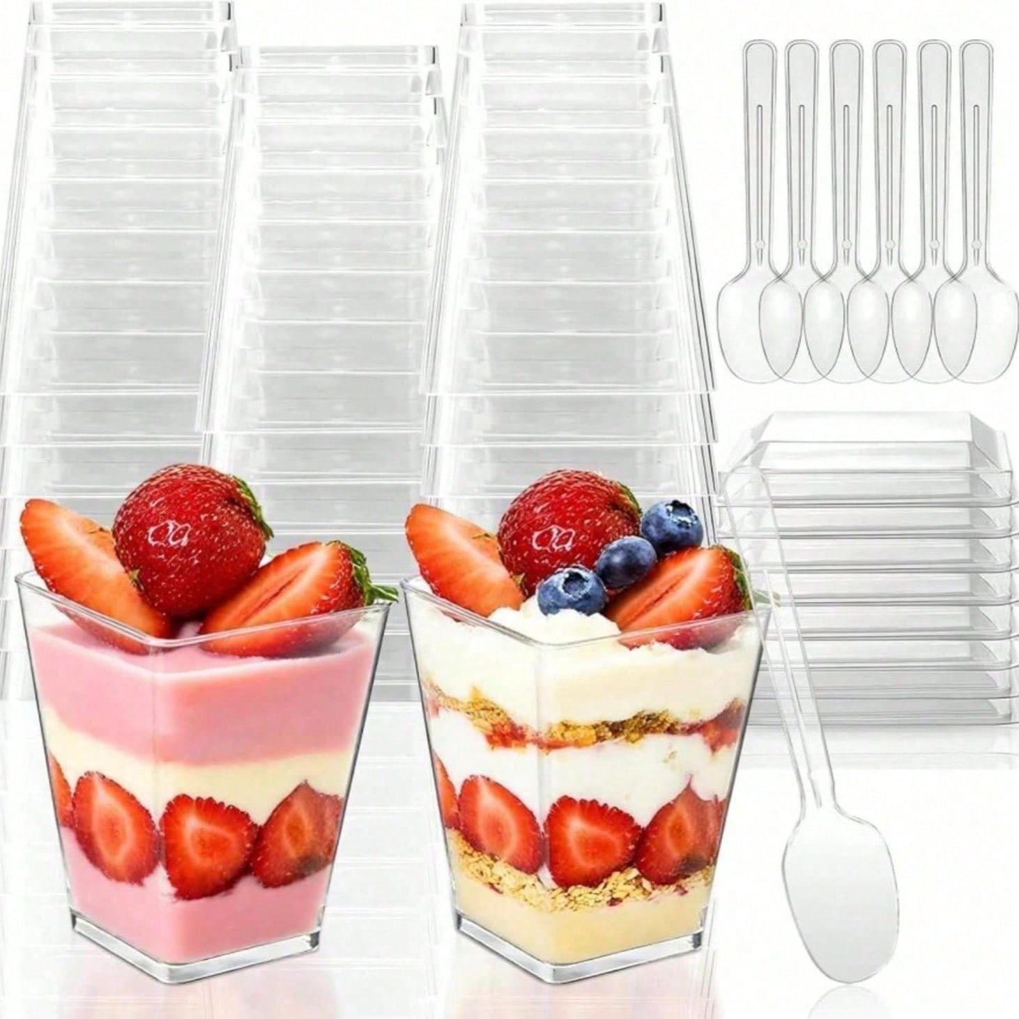 Meal Prep Template - 50 Copos Plásticos Transparentes Quadrados de